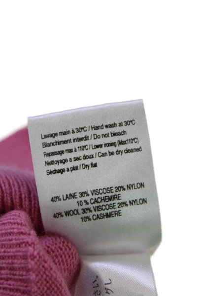 See by Chloe Womens Long Sleeve Scoop Neck Sweater Pink White Wool Size Medium
