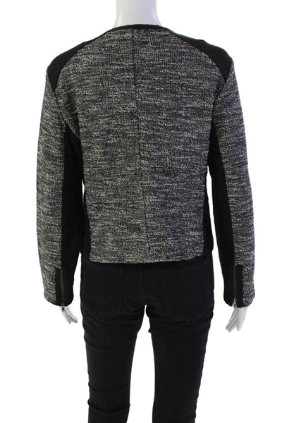 Eileen Fisher Womens Cotton Blend 2 Pocket Round Neck Zip Up Jacket Gray Size L