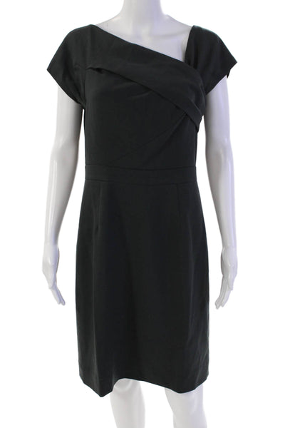J Crew Womens Wool Draped Short Sleeve Zip Up Knee Length Dress Gray Size 6