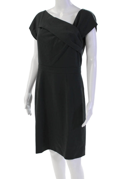 J Crew Womens Wool Draped Short Sleeve Zip Up Knee Length Dress Gray Size 6