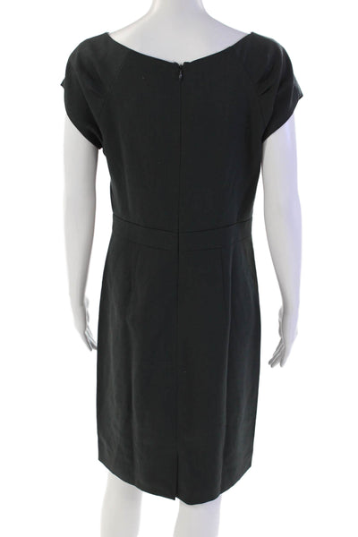 J Crew Womens Wool Draped Short Sleeve Zip Up Knee Length Dress Gray Size 6