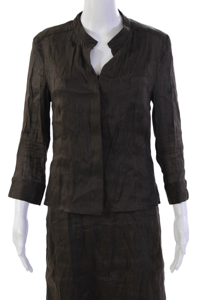 Piazza Sempione Womens Linen Blend Blouse Top + Dress Set Brown Size 46 42