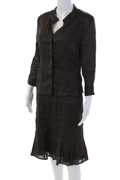 Piazza Sempione Womens Linen Blend Blouse Top + Dress Set Brown Size 46 42