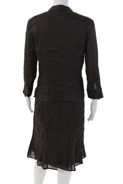 Piazza Sempione Womens Linen Blend Blouse Top + Dress Set Brown Size 46 42