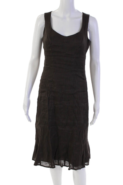 Piazza Sempione Womens Linen Blend Blouse Top + Dress Set Brown Size 46 42