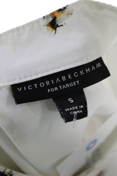 Victoria Beckham Womens Cotton Bee Print Button Up Blouse Top White Size S