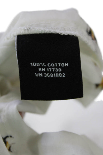 Victoria Beckham Womens Cotton Bee Print Button Up Blouse Top White Size S