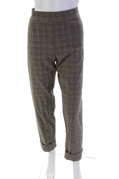 Avenue Montaigne Womens Plaid Cuffed Slim Leg Dress Pants Gray Blue Size 10