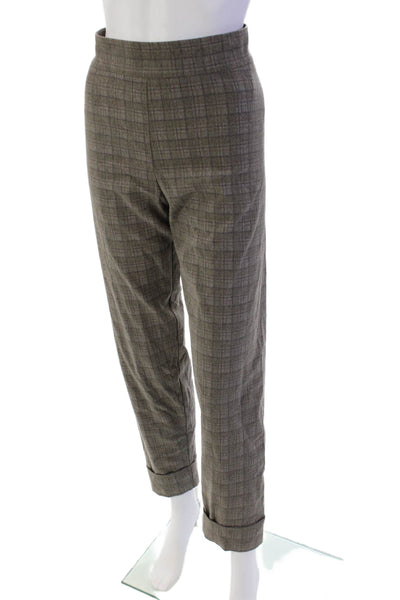 Avenue Montaigne Womens Plaid Cuffed Slim Leg Dress Pants Gray Blue Size 10