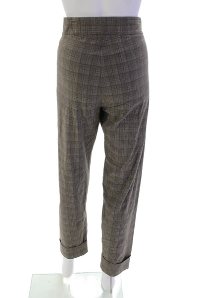 Avenue Montaigne Womens Plaid Cuffed Slim Leg Dress Pants Gray Blue Size 10