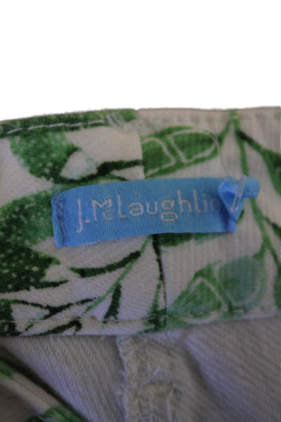 J. Mclaughlin Womens Cotton Leaf Print Slim Straight Leg Pants Green Size 14