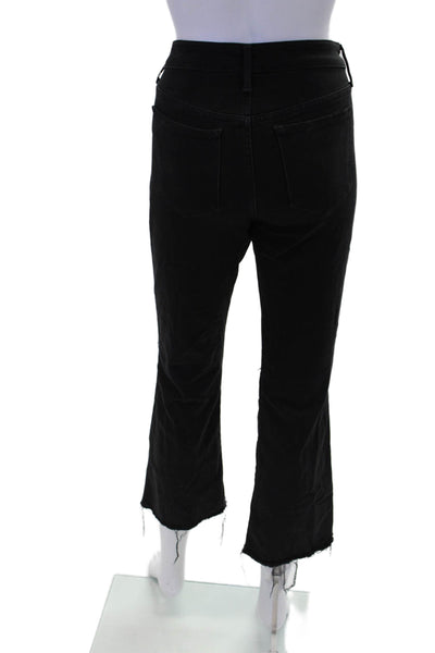 Joes Womens Olivia Mid Rise Distressed Cropped Flare Jeans Black Size 28