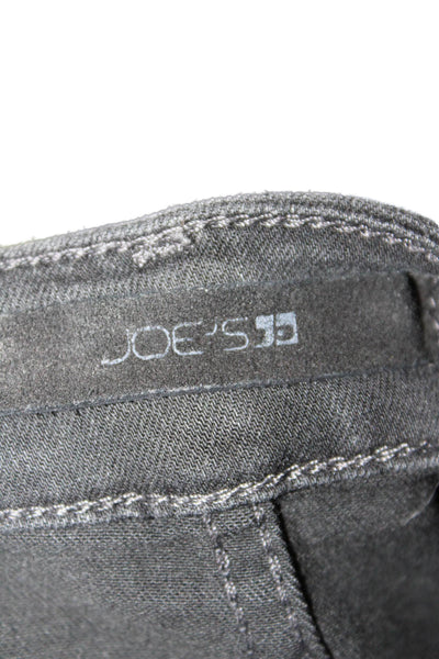 Joes Womens Olivia Mid Rise Distressed Cropped Flare Jeans Black Size 28
