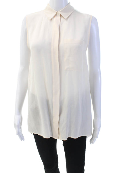 Repeat Womens Collared Button Down Sleeveless Tank Top Peach Pink Size XS