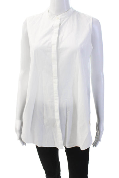 Eileen Fisher Womens Cotton Button Down Sleeveless Tank Top White Size 2XS