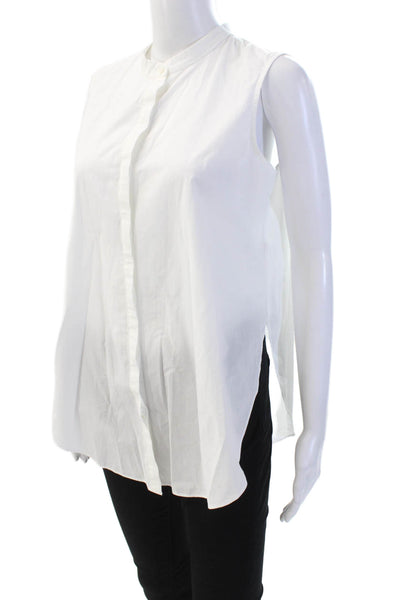 Eileen Fisher Womens Cotton Button Down Sleeveless Tank Top White Size 2XS