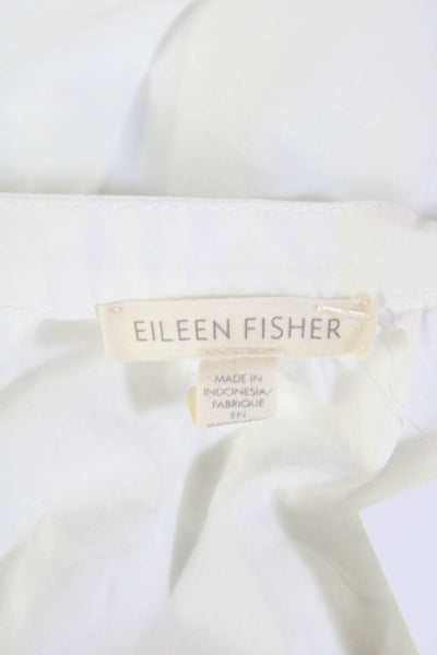 Eileen Fisher Womens Cotton Button Down Sleeveless Tank Top White Size 2XS