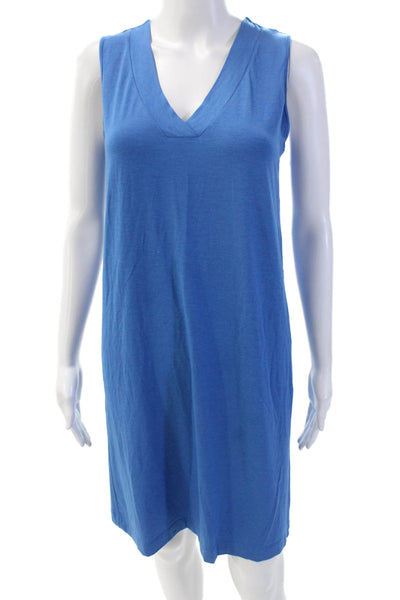 Hanro Womens V-Neck Sleeveless Midi Pullover Tank Dress Blue Size XS