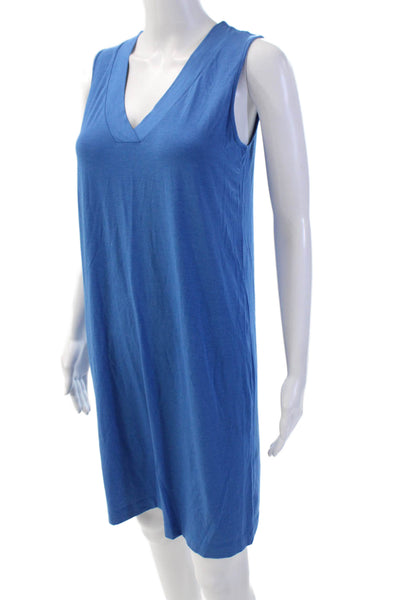Hanro Womens V-Neck Sleeveless Midi Pullover Tank Dress Blue Size XS
