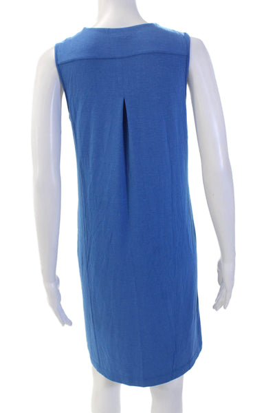 Hanro Womens V-Neck Sleeveless Midi Pullover Tank Dress Blue Size XS