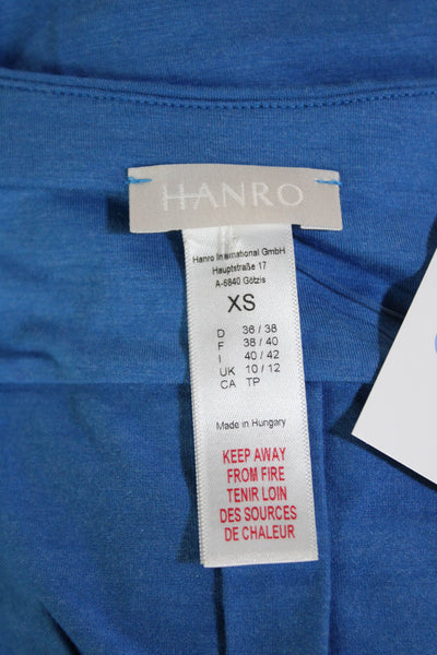 Hanro Womens V-Neck Sleeveless Midi Pullover Tank Dress Blue Size XS