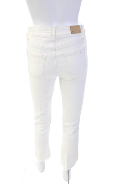 Paige Womens Cotton Colette Crop Flare Zip Fly Fray Hem Jeans White Size 26