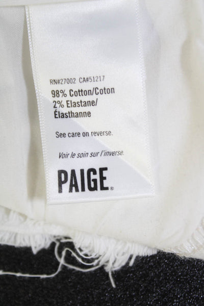 Paige Womens Cotton Colette Crop Flare Zip Fly Fray Hem Jeans White Size 26