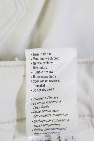 Paige Womens Cotton Colette Crop Flare Zip Fly Fray Hem Jeans White Size 26