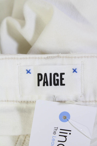 Paige Womens Cotton Colette Crop Flare Zip Fly Fray Hem Jeans White Size 26