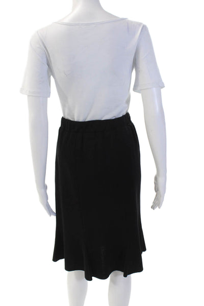 Misook Womens Elastic Waist Straight Pencil Pleated Hem Skirt Black Size XS