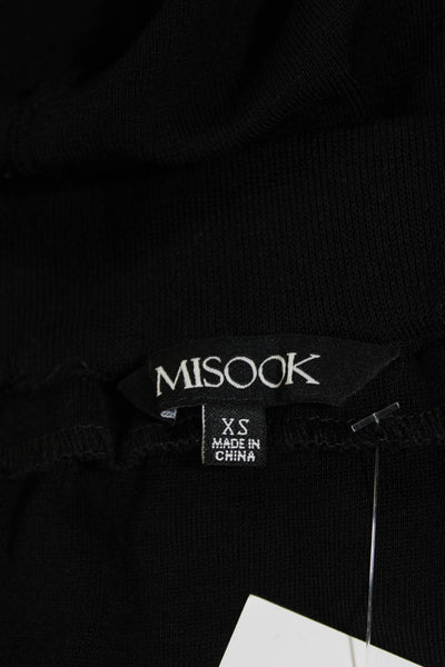 Misook Womens Elastic Waist Straight Pencil Pleated Hem Skirt Black Size XS