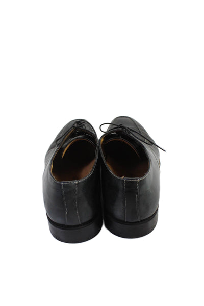 Santoni Mens Leather Square Toe Lace-Up Dress Oxford Shoes Black Size 10.5