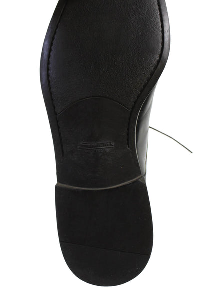 Santoni Mens Leather Square Toe Lace-Up Dress Oxford Shoes Black Size 10.5