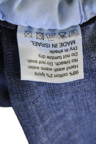 Flog Womens Cotton Denim Elastic Waist Mid-Rise Bootcut Jeans Blue Size 24