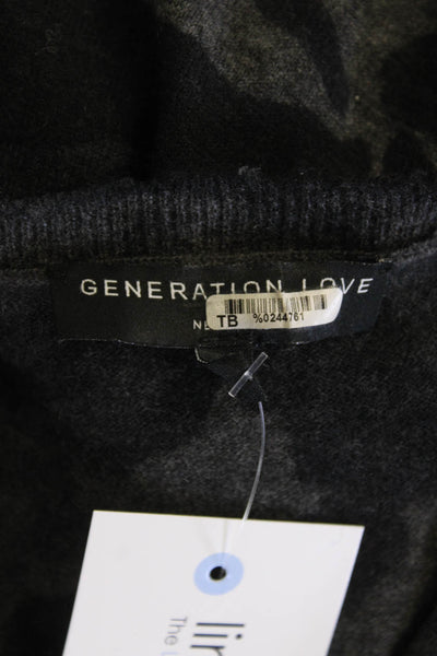 Generation Love Womens Cashmere Knit Camouflage Print Sweater Top Black Size XS