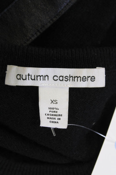 Autumn Cashmere Womens Solid Cashmere Knit Pullover Sweater Top Black Size XS