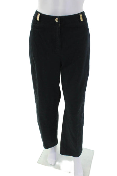 St. John Sport By Marie Gray Womens Cotton Wide-Leg Jeans Black Size 12