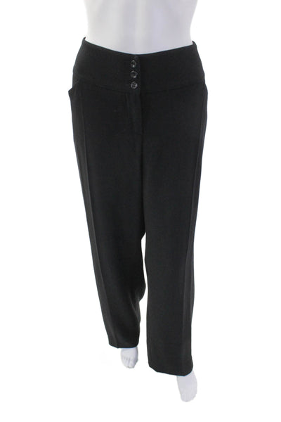 Armani Collezioni Womens Wool Pocketed Wide Legged Pants Solid Black Size 12