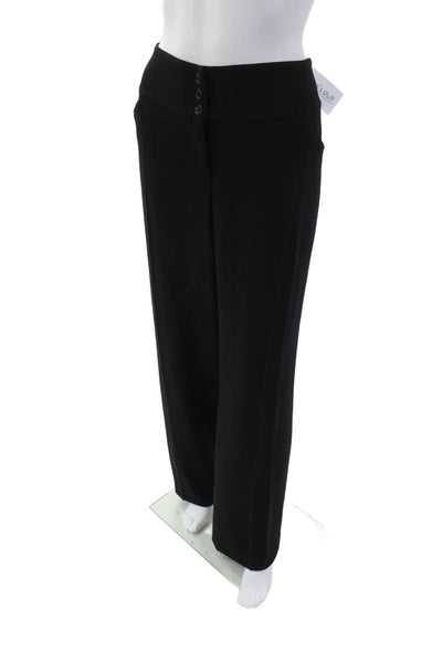 Armani Collezioni Womens Wool Pocketed Wide Legged Pants Solid Black Size 12