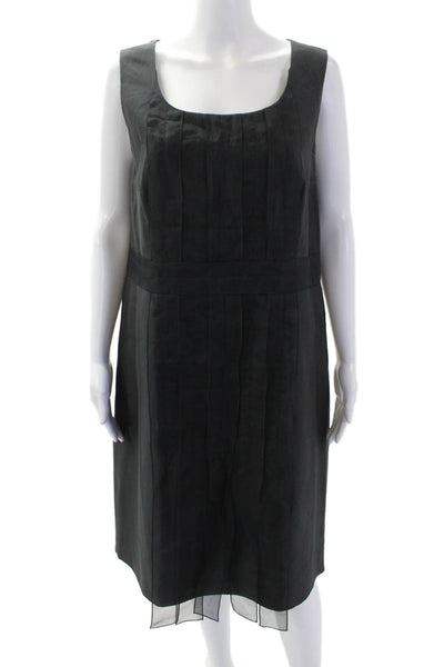 Akris Punto Womens Cotton Sleeveless Sheer Stripe Detail Dress Black Size 12