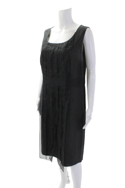 Akris Punto Womens Cotton Sleeveless Sheer Stripe Detail Dress Black Size 12