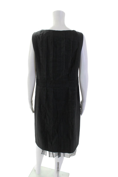 Akris Punto Womens Cotton Sleeveless Sheer Stripe Detail Dress Black Size 12