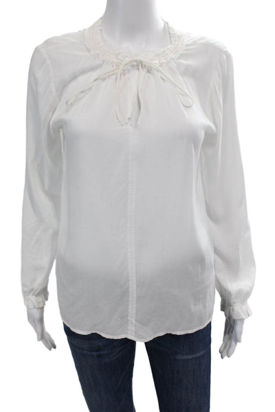 Velvet by Graham & Spencer Womens Long Sleeve V Neck Blouse White Size XS