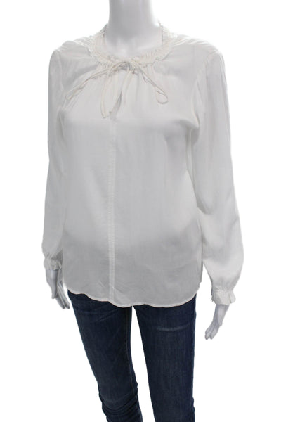 Velvet by Graham & Spencer Womens Long Sleeve V Neck Blouse White Size XS