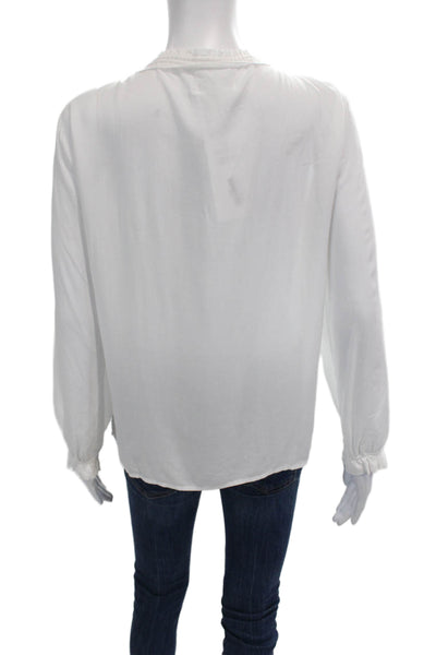 Velvet by Graham & Spencer Womens Long Sleeve V Neck Blouse White Size XS
