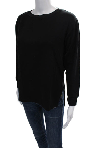 Koral Womens Solid Round Neck Long Sleeve Pullover T-Shirt Top Black Size XS