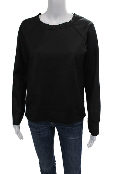 Koral Womens Stretch Round Neck Long Sleeve Pullover Sweatshirt Top Black Size S