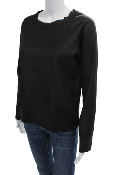 Koral Womens Stretch Round Neck Long Sleeve Pullover Sweatshirt Top Black Size S