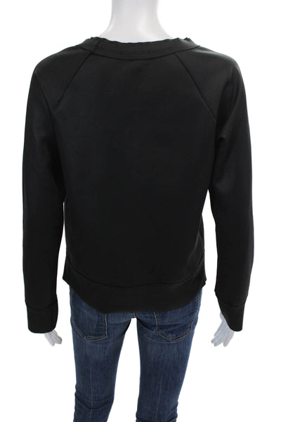 Koral Womens Stretch Round Neck Long Sleeve Pullover Sweatshirt Top Black Size S
