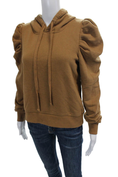 Rebecca Minkoff Womens Solid Cotton Blend Pullover Hoodie Brown Size S